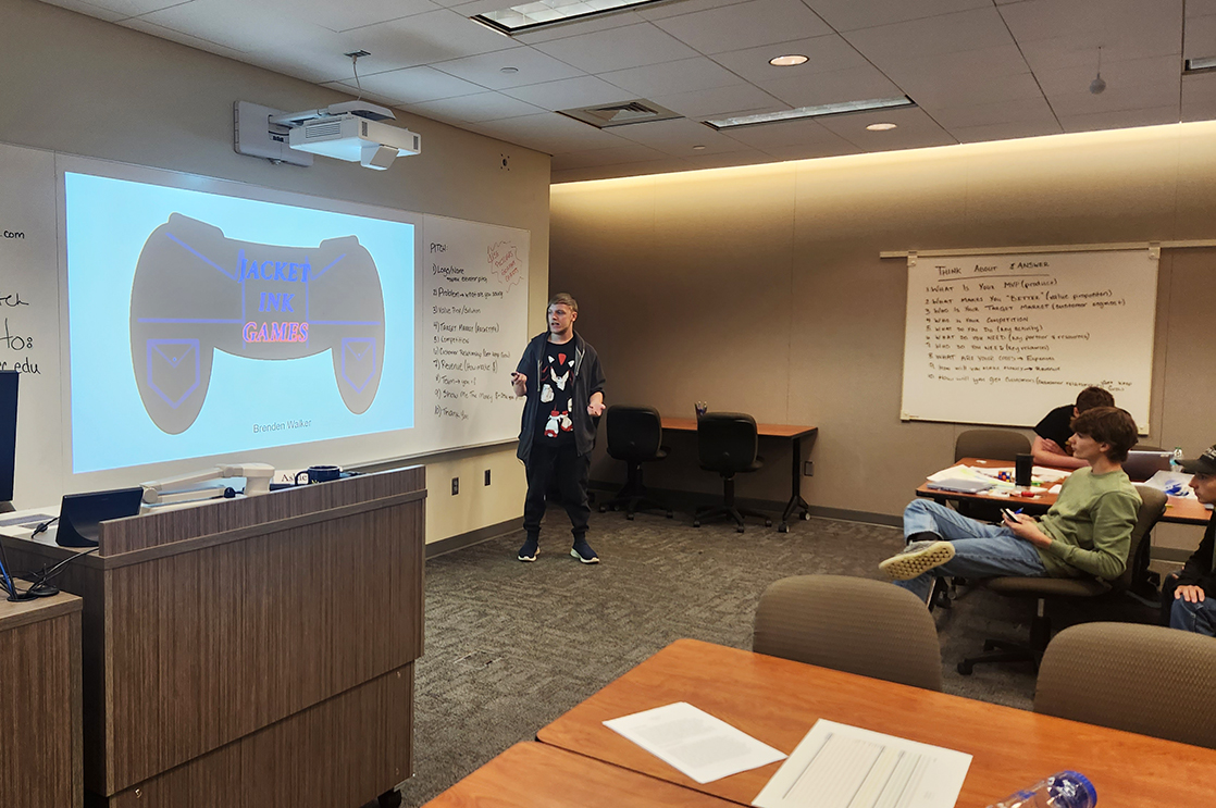 Brendan Walker practices for the YEA pitch competition